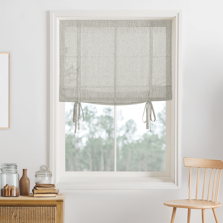Kelly Linen No-Drill Roman Shades & Blinds | Tie