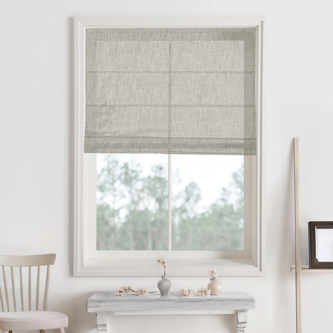 Kelly Linen Blackout Roman Shades & Blinds | Fold
