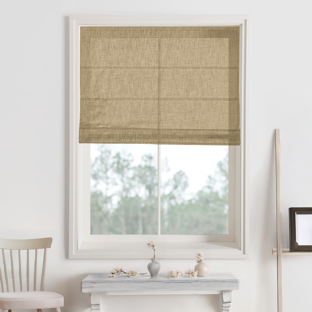 Kelly Linen Blackout Roman Shades & Blinds | Fold