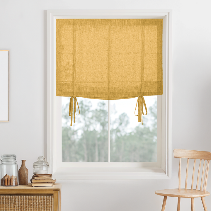 Kelly Linen No-Drill Roman Shades & Blinds | Tie