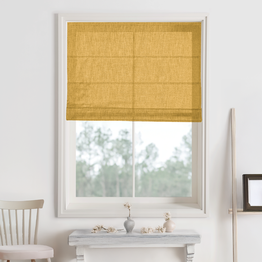 Kelly Linen Blackout Roman Shades & Blinds | Fold