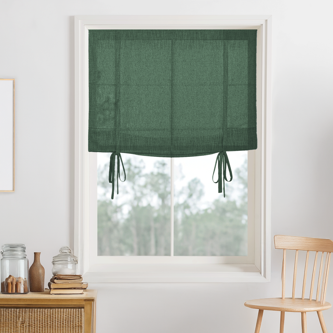 Kelly Linen No-Drill Roman Shades & Blinds | Tie