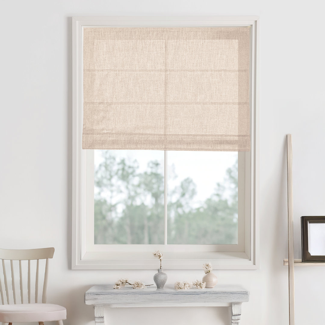 Kelly Linen Blackout Roman Shades & Blinds | Fold