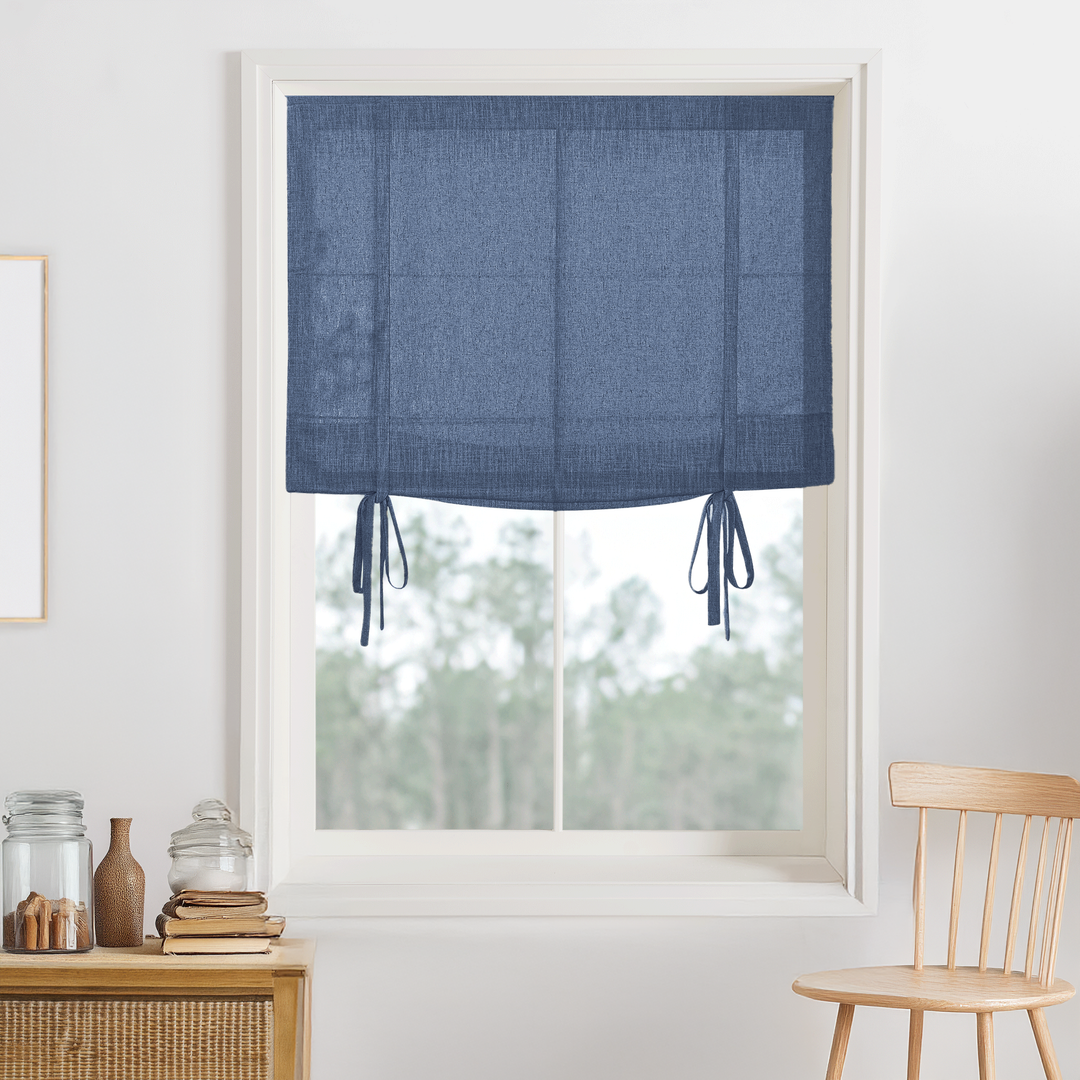 Kelly Linen No-Drill Roman Shades & Blinds | Tie