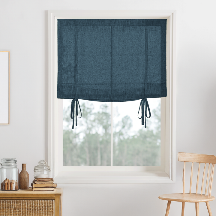 Kelly Linen No-Drill Roman Shades & Blinds | Tie