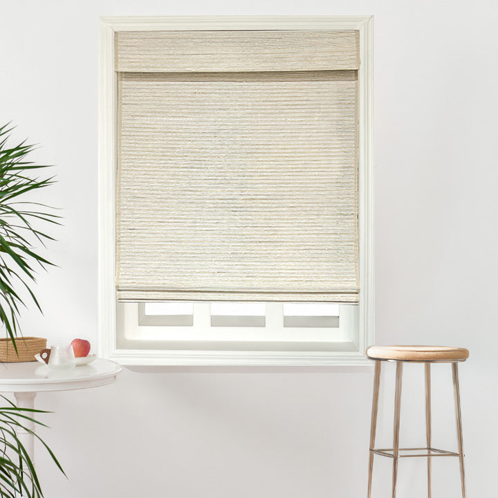 Ramie Woven Bamboo No-Drill Blinds & Shades | Marble White