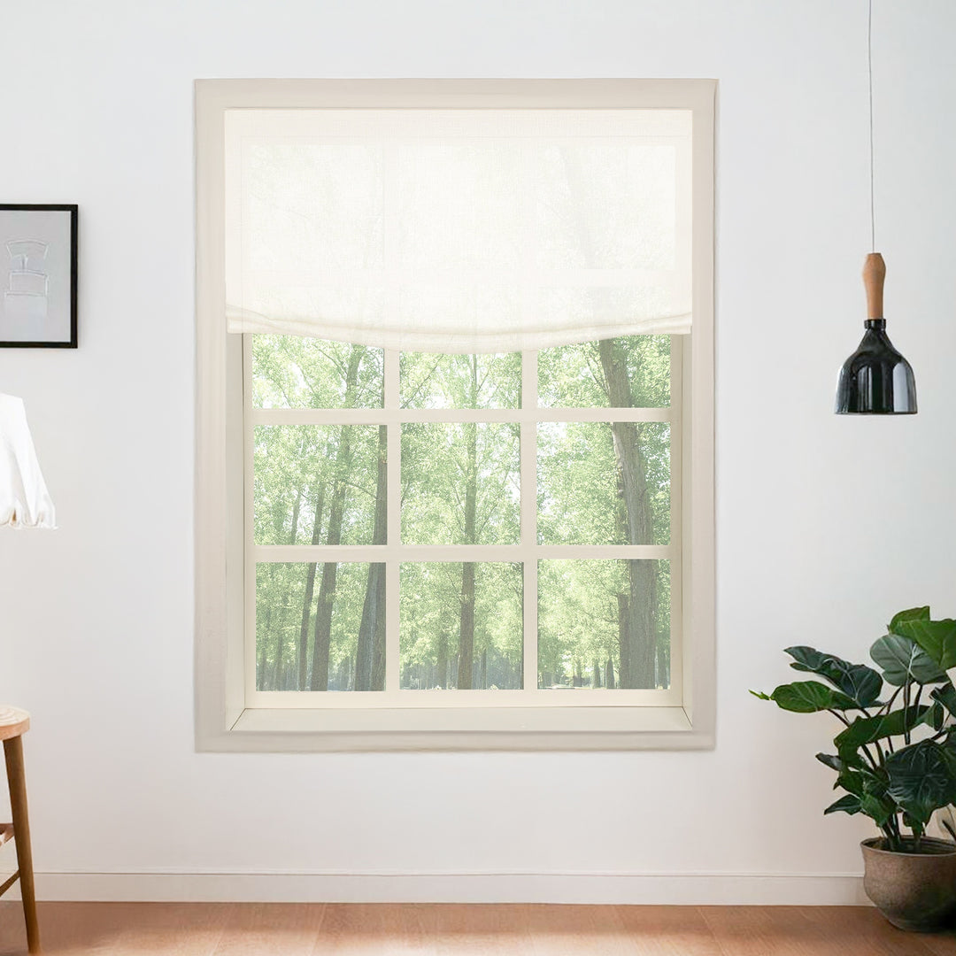 Belgian Flax Linen Roman Shades & Blinds | Relaxed