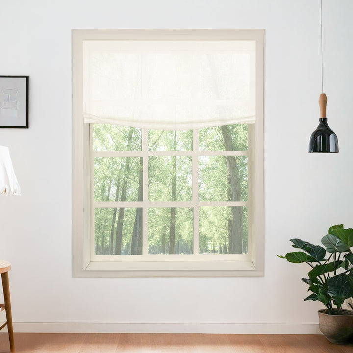 Belgian Flax Linen Roman Shades & Blinds | Relaxed