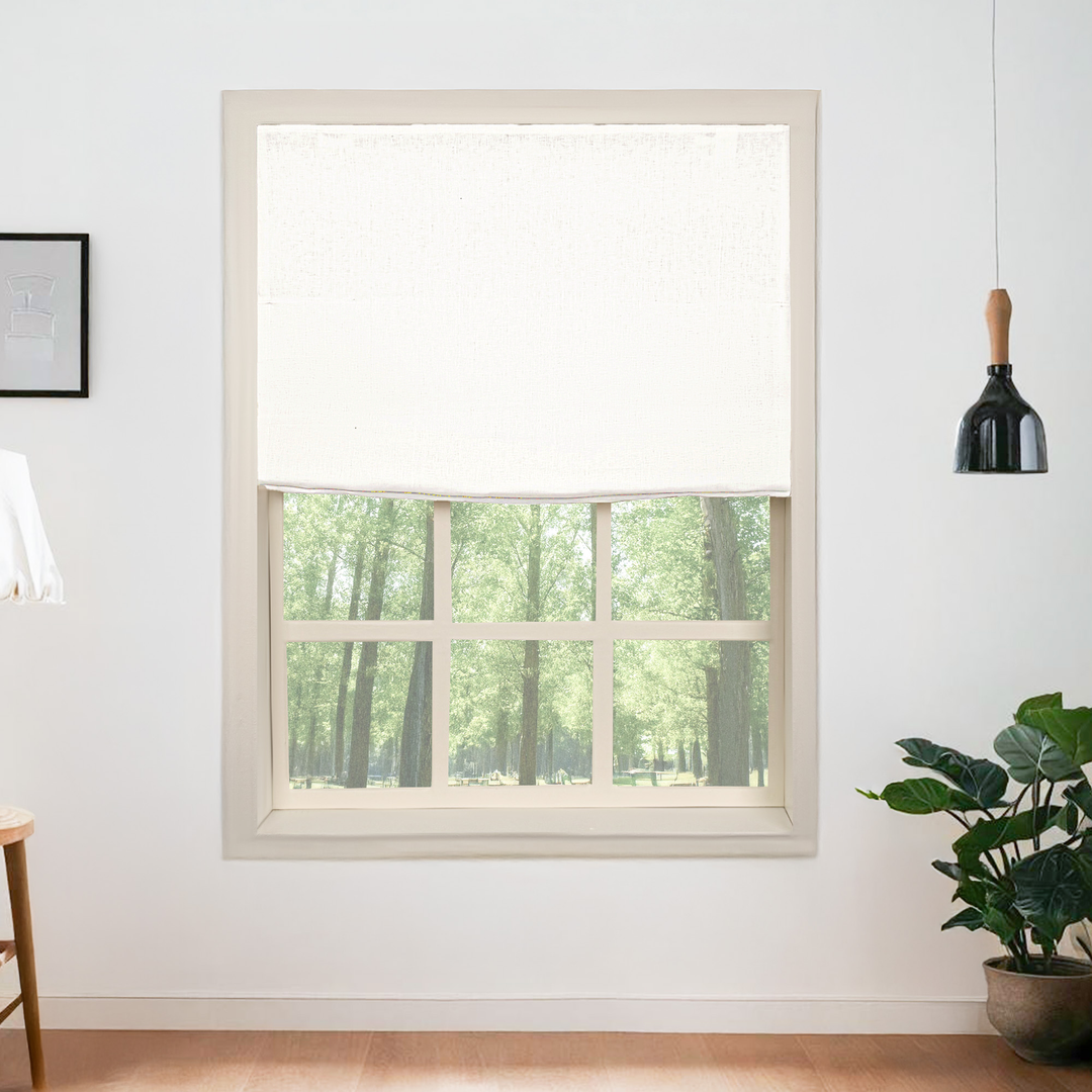 Belgian Flax Linen Roman Shades & Blinds | Flat Fold