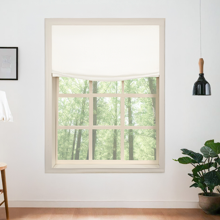 Belgian Flax Linen Roman Shades & Blinds | Relaxed