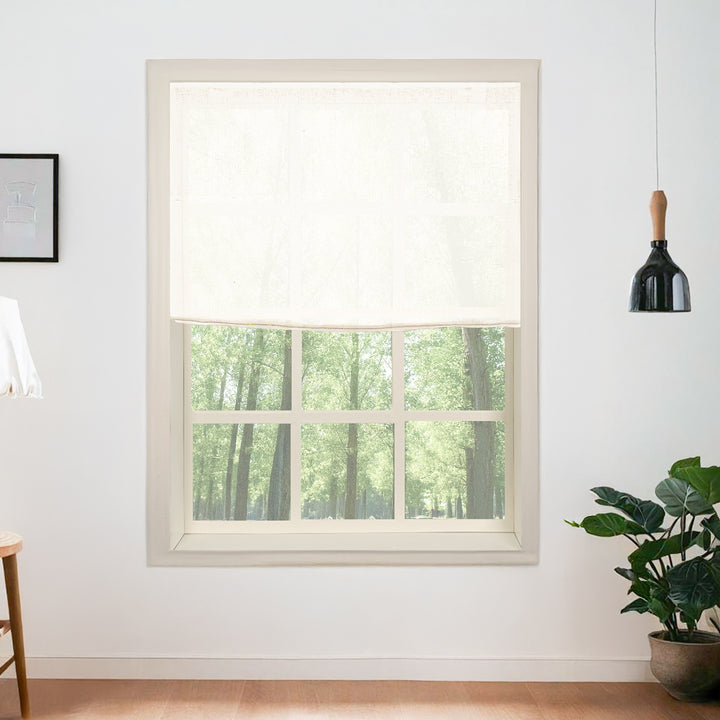 Belgian Flax Linen Roman Shades & Blinds | Flat Fold