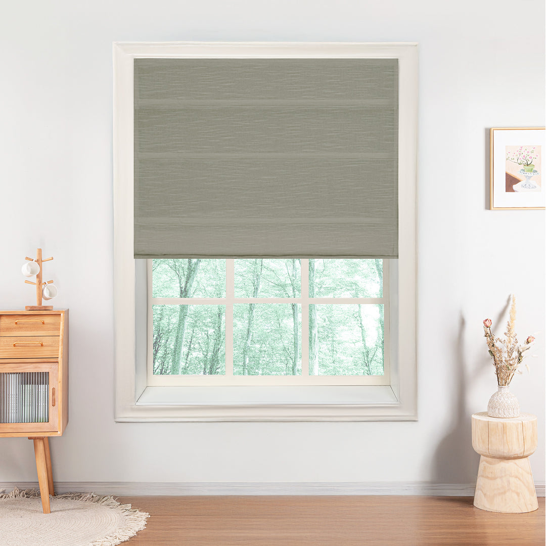 Jenna Linen Roman Shades & Blinds | Plain Fold