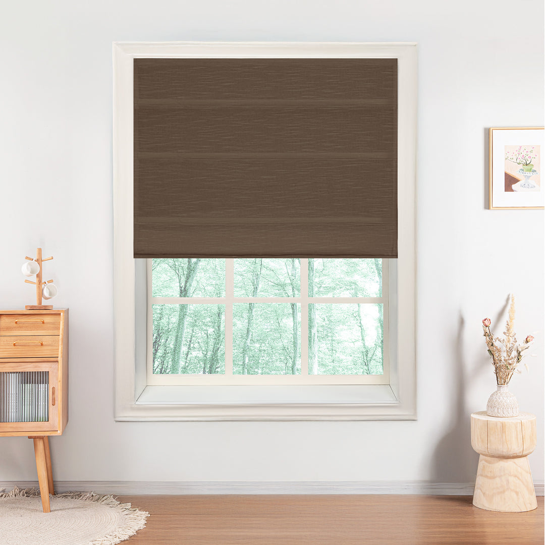 Jenna Linen Roman Shades & Blinds | Plain Fold