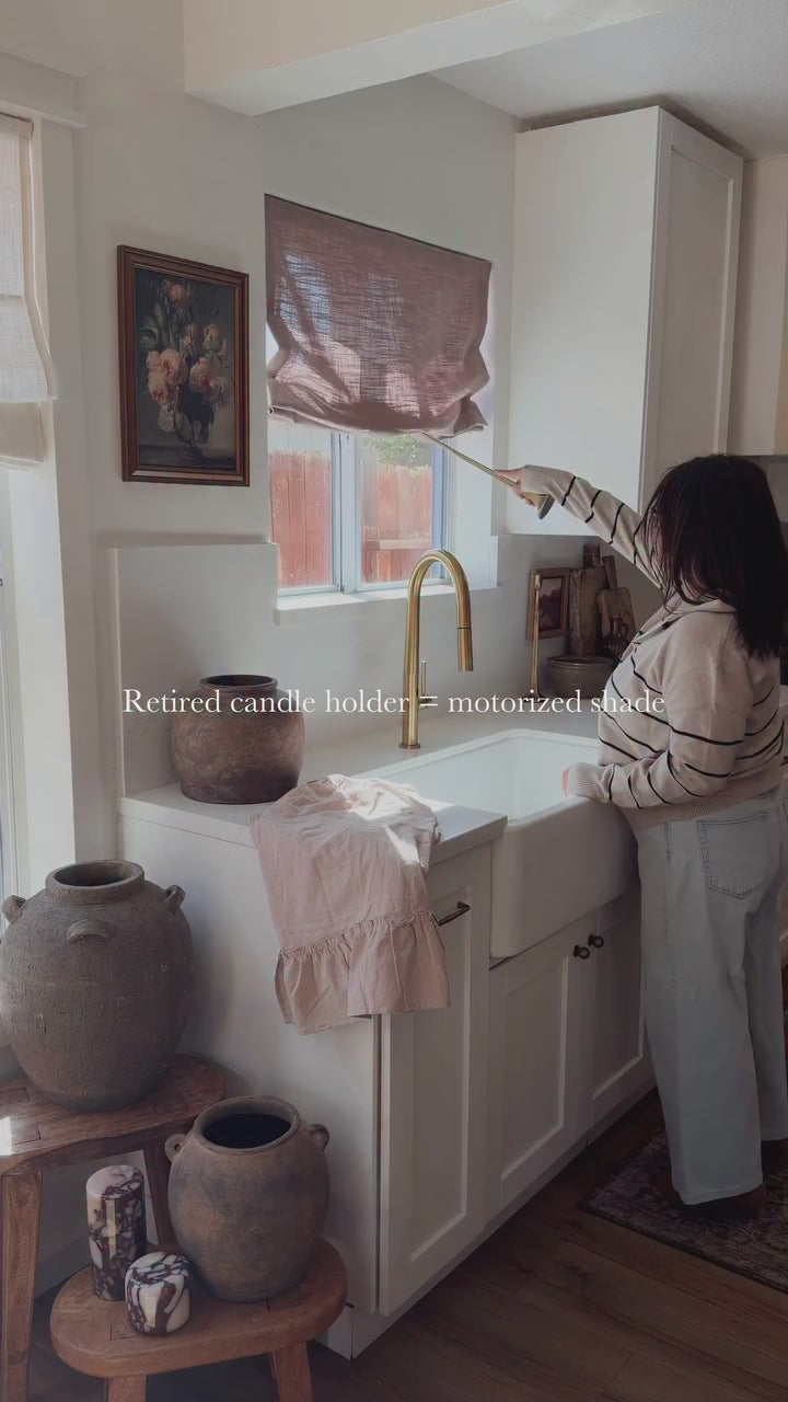 Liz Linen Herringbone Roman Shades & Blinds  | Relaxed