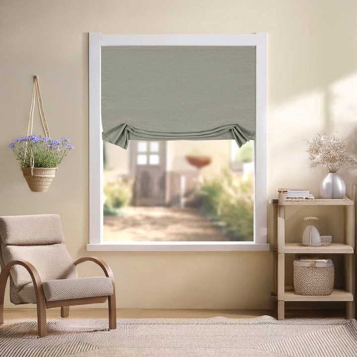 Jenna Linen No-Drill Roman Shades & Blinds | Swag