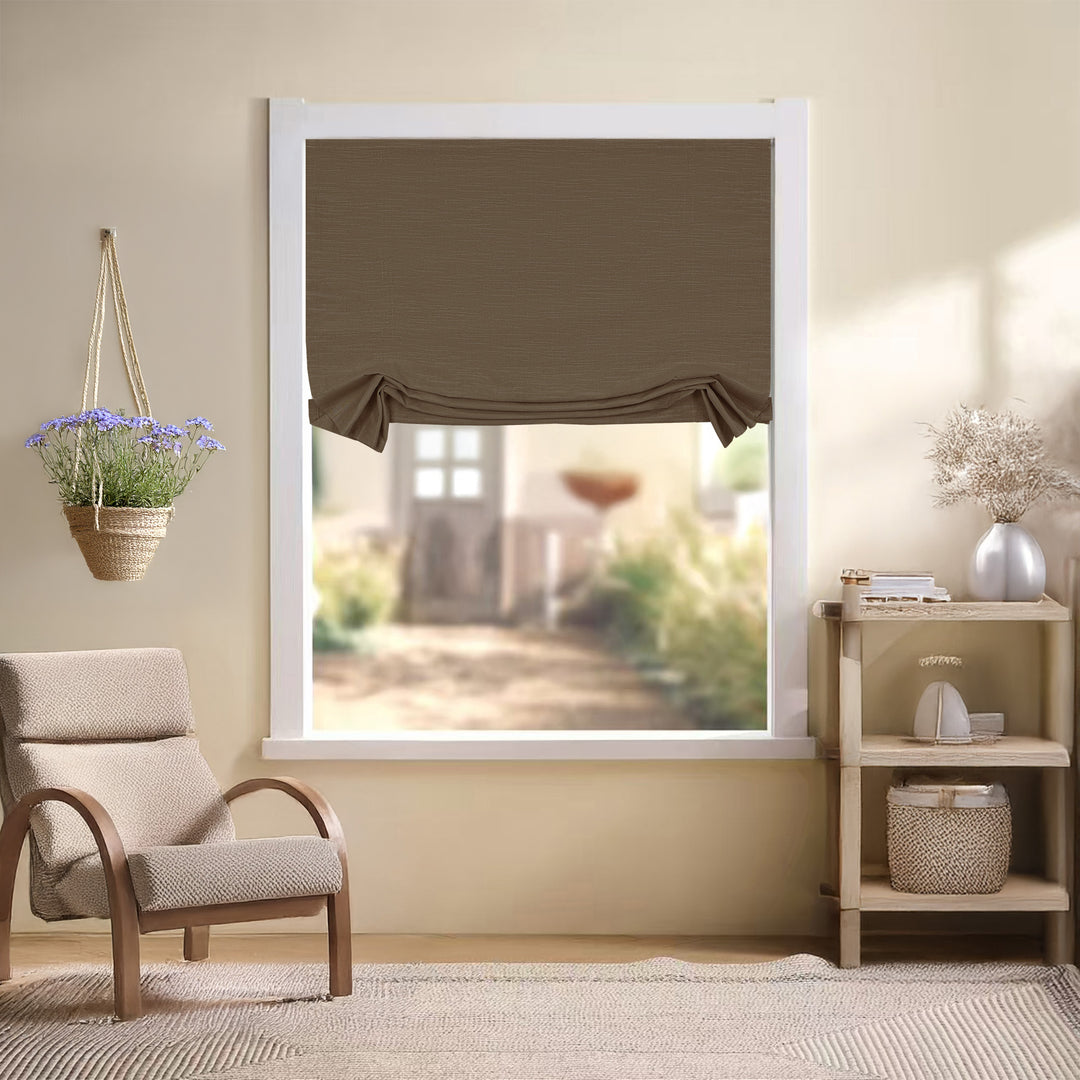Jenna Linen No-Drill Roman Shades & Blinds | Swag