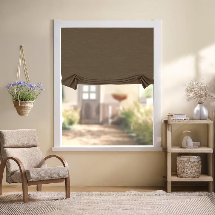 Jenna Linen No-Drill Roman Shades & Blinds | Swag