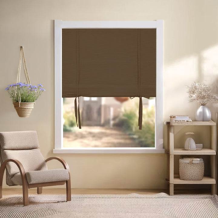 Jenna Linen Roman Shades & Blinds | Tie